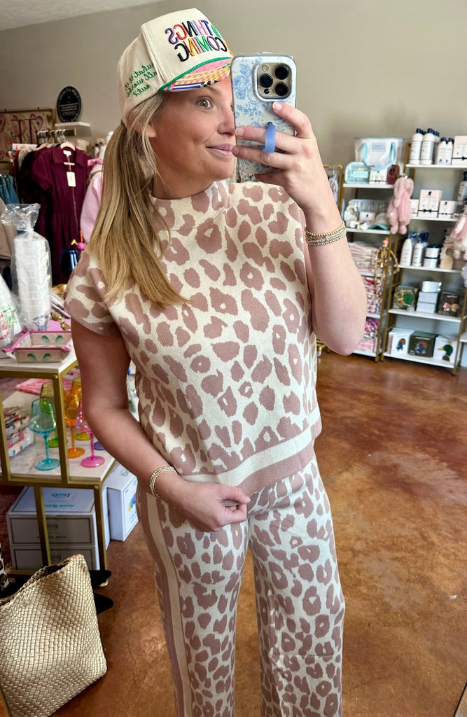 Taupe - The Mandy Leopard Set Top - The Edit LLC