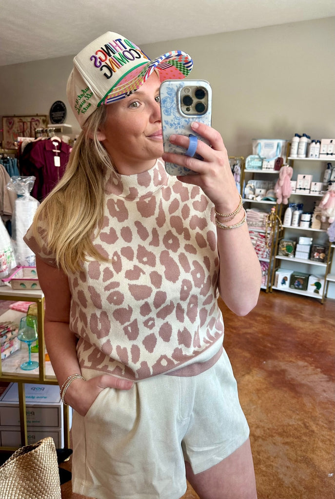 Taupe - The Mandy Leopard Set Top - The Edit LLC