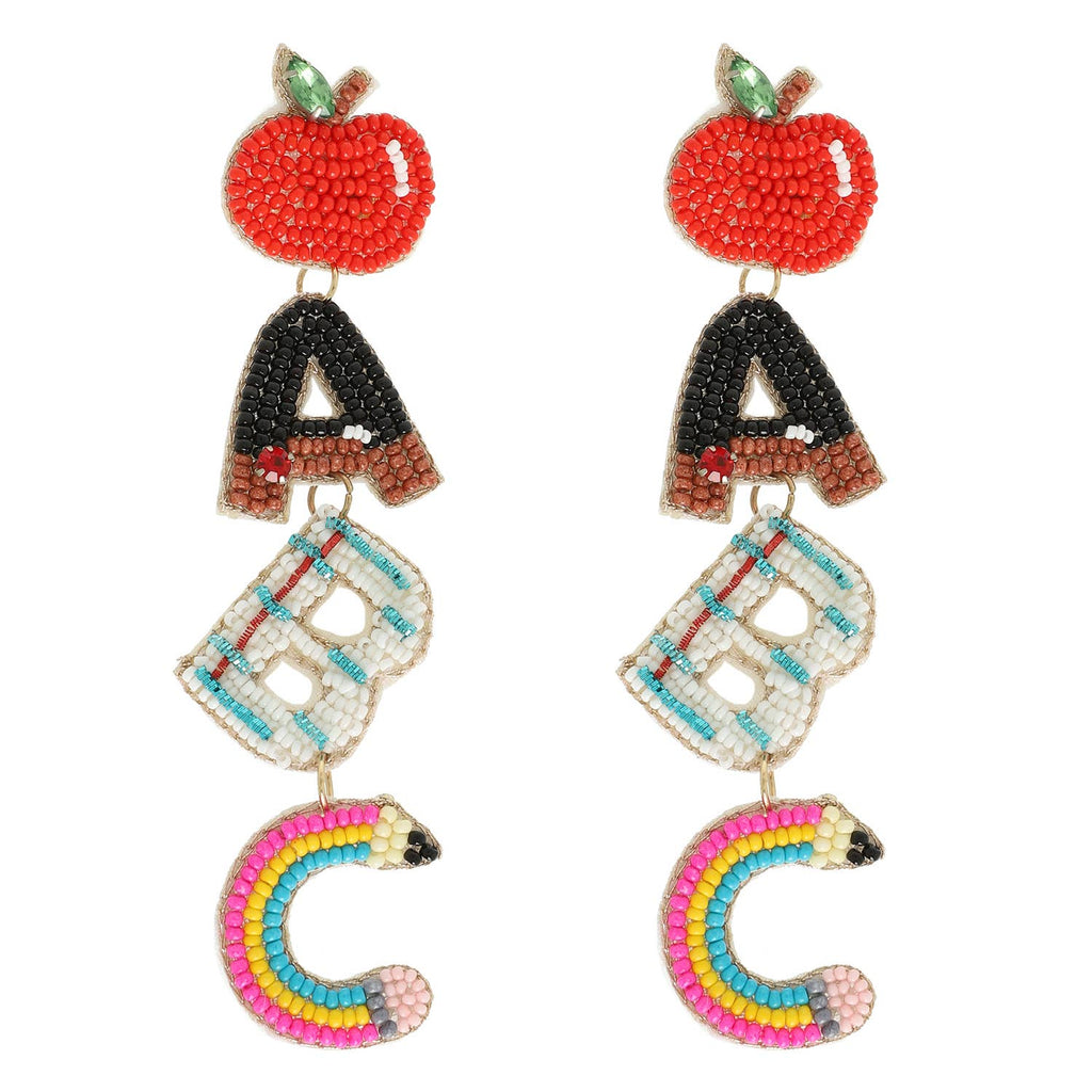 Teacher Appreciate ABC Linear Earrings - The Edit LLC