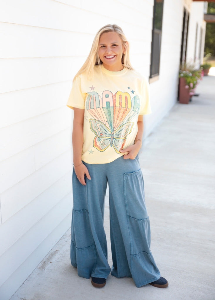Teal Mineral Wide Leg Pants - The Edit LLC