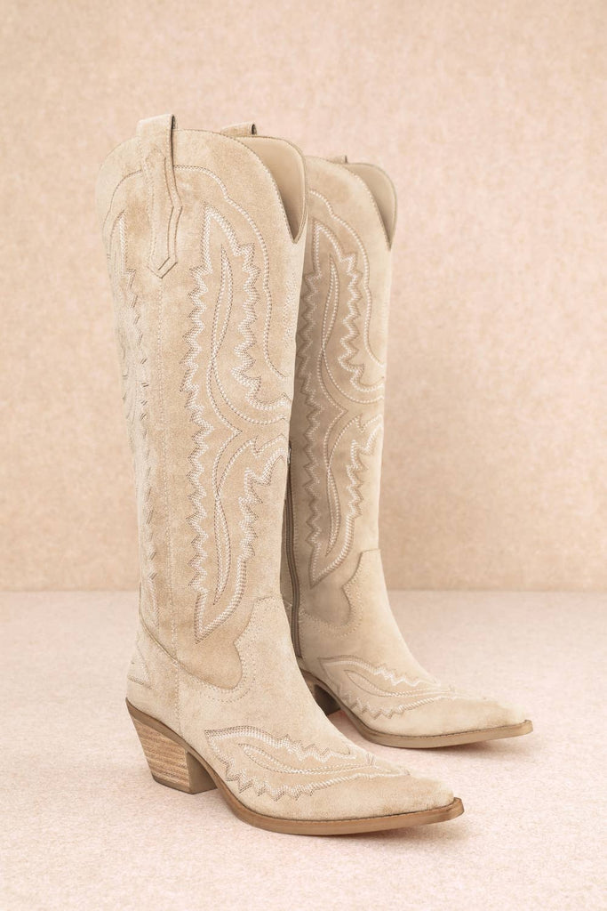 TESS - WESTERN EBROIDERED POINTED - TOE TALL BOOTS - The Edit LLC