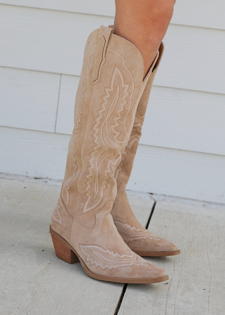 TESS - WESTERN EBROIDERED POINTED - TOE TALL BOOTS - The Edit LLC