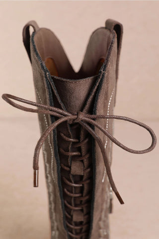 Tessal Lace Up Boots - Dark Brown - The Edit LLC
