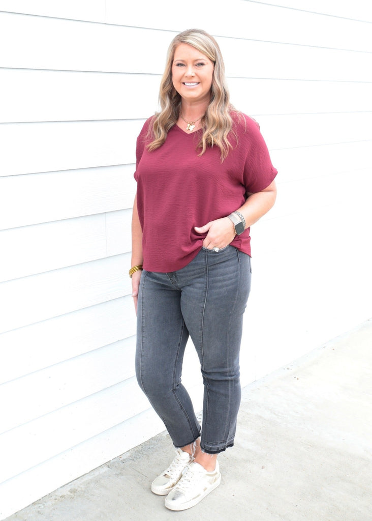 The Junction Burgundy Blouse - The Edit LLC