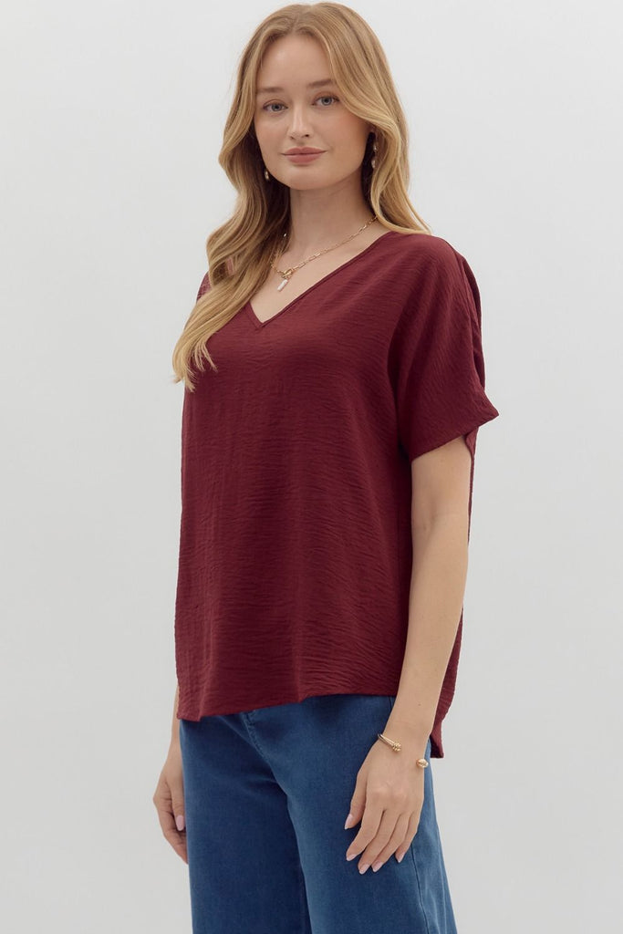 The Junction Burgundy Blouse - The Edit LLC