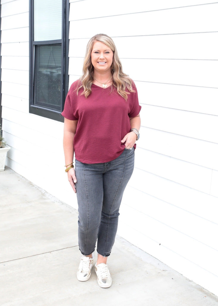 The Junction Burgundy Blouse - The Edit LLC