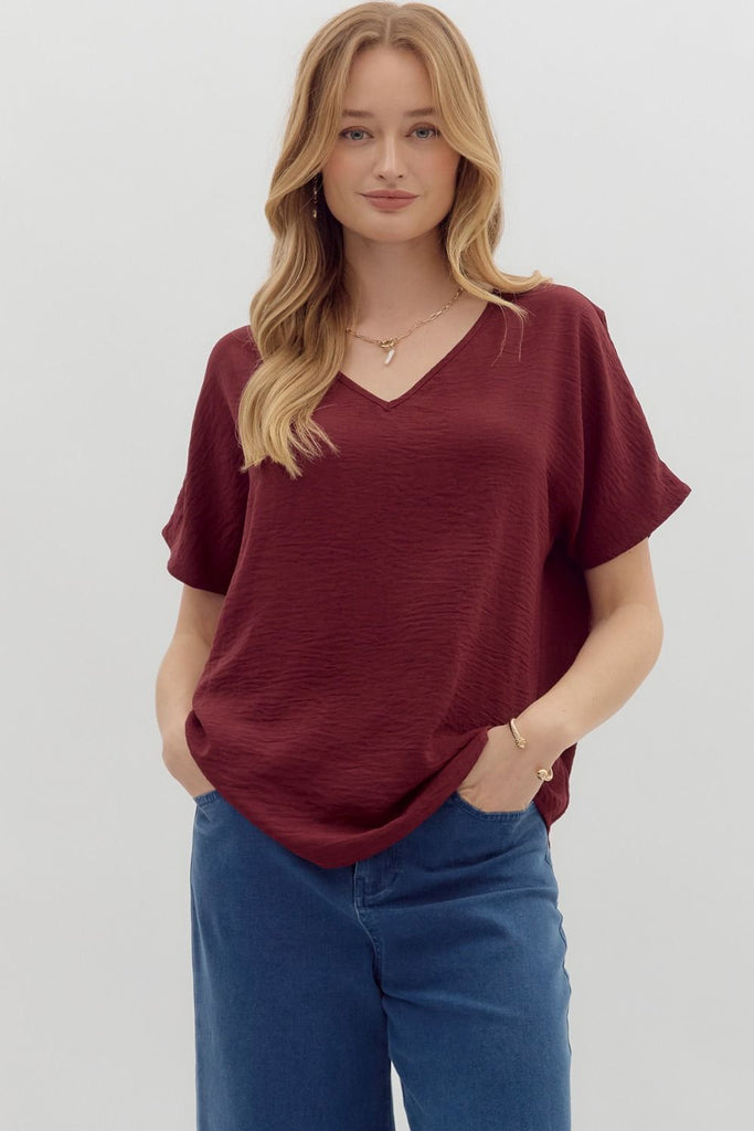 The Junction Burgundy Blouse - The Edit LLC
