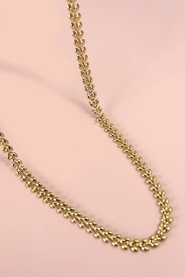 TITANIUM STEEL NON - TARNISH LEAF CHAIN NECKLACE | 40NK329: Gold - The Edit LLC