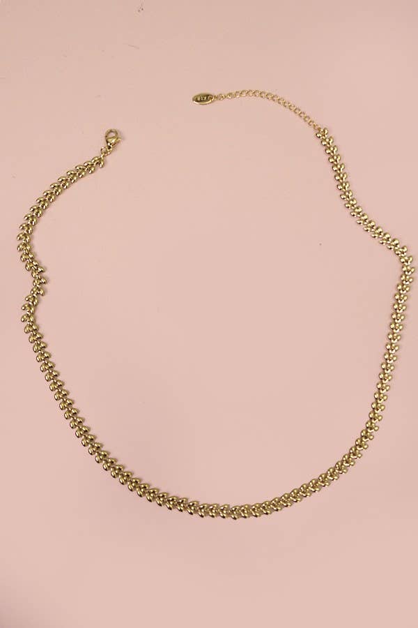 TITANIUM STEEL NON - TARNISH LEAF CHAIN NECKLACE | 40NK329: Gold - The Edit LLC