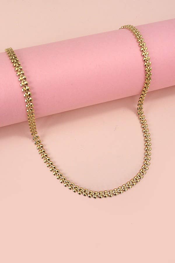 TITANIUM STEEL NON - TARNISH LEAF CHAIN NECKLACE | 40NK329: Gold - The Edit LLC