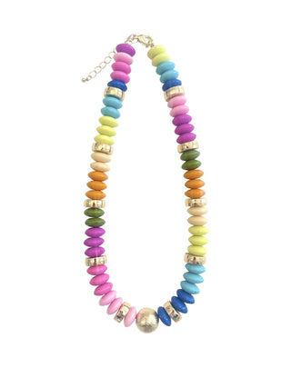 Tobie Beaded Disc Necklace- Rainbow - The Edit LLC