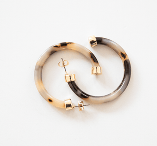 Tortoise Shell Acrylic Hoop Earrings: Medium - The Edit LLC