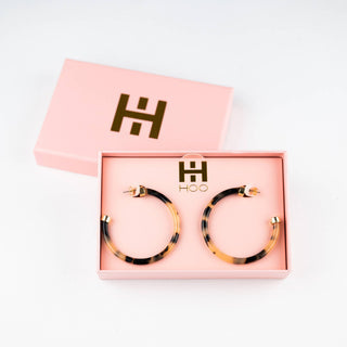 Tortoise Shell Acrylic Hoop Earrings: Medium - The Edit LLC