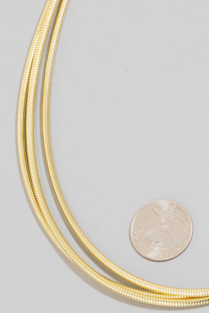 Triple Layered Metallic Coiled Chain Necklace: GD - The Edit LLC