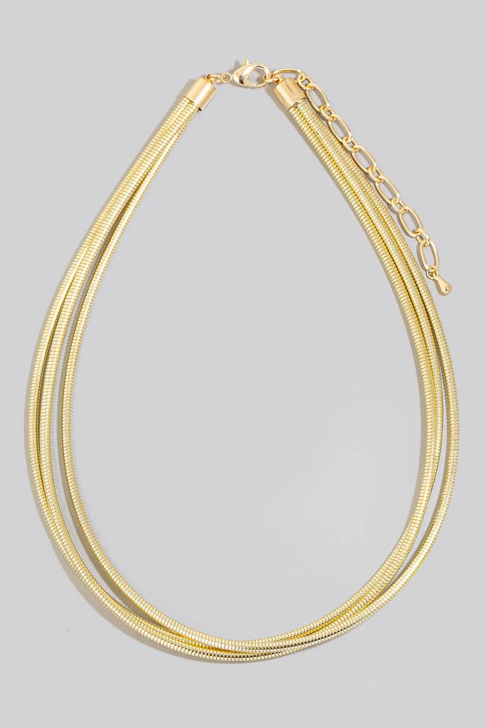 Triple Layered Metallic Coiled Chain Necklace: GD - The Edit LLC