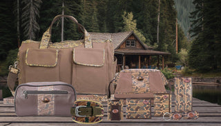 Turkey Brown Waxed Canvas Old School Camo Men's Toiletry Dopp Bag.: Brown/Tan - The Edit LLC
