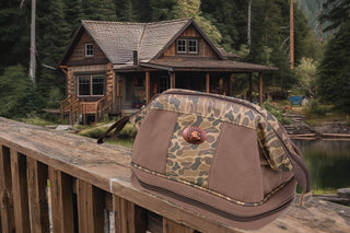 Turkey Brown Waxed Canvas Old School Camo Men's Toiletry Dopp Bag.: Brown/Tan - The Edit LLC