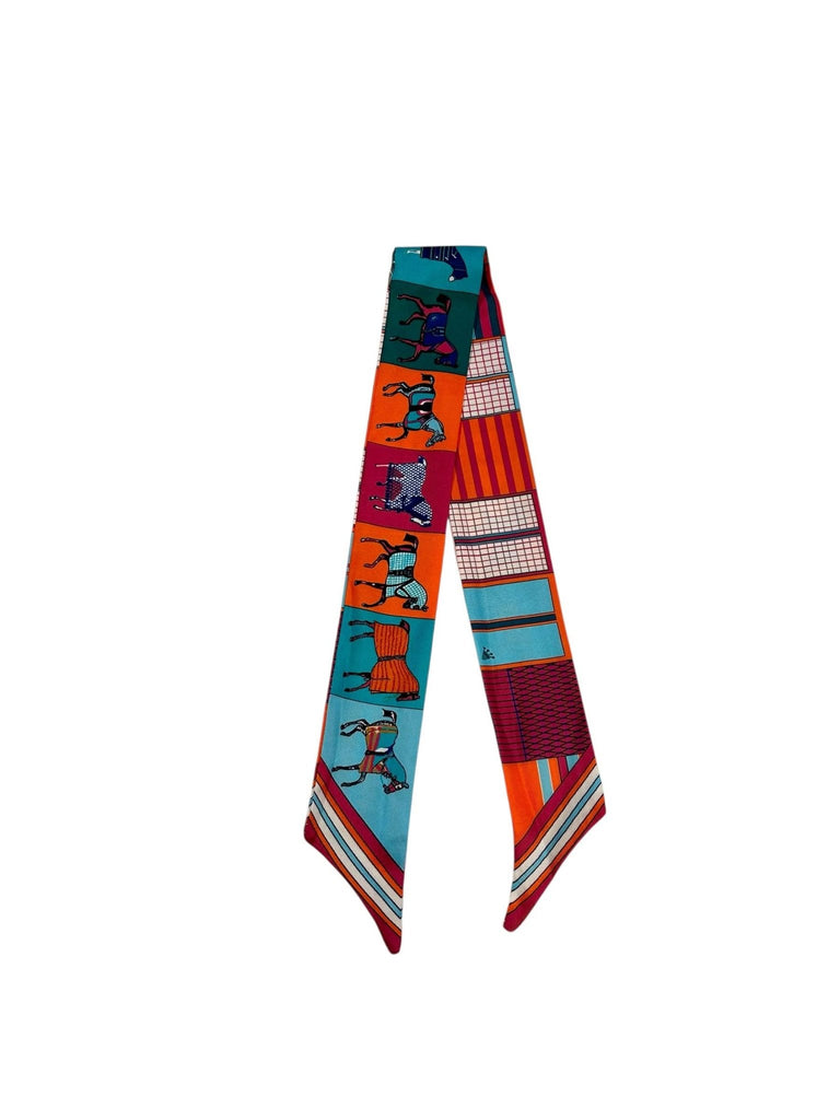 Twilly Scarf (BLUE/ORANGE HORSE) - The Edit LLC