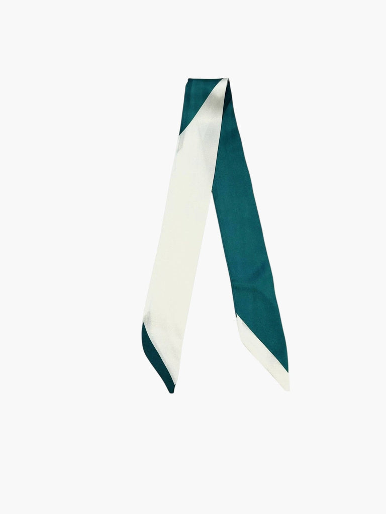 Twilly Scarf (DARK GREEN/WHITE) - The Edit LLC