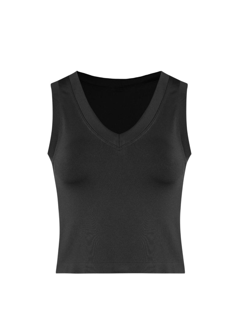 V Neck Dynamic Buttery Soft Basic Tank - Black - The Edit LLC