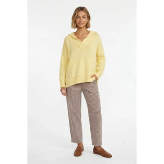 V Neck Hooded Sweater with Front Pocket - The Edit LLC