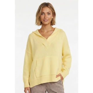 V Neck Hooded Sweater with Front Pocket - The Edit LLC