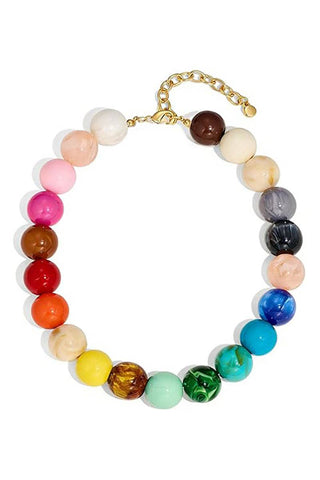 Vibrant Beaded Statement Necklace: MULTI / One Size - The Edit LLC