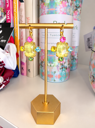 WAFA Yellow Multi Stone Quad Earrings - The Edit LLC