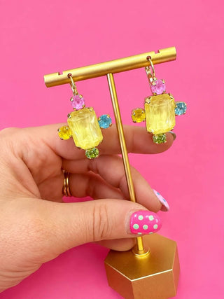 WAFA Yellow Multi Stone Quad Earrings - The Edit LLC
