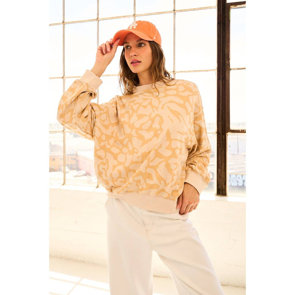 Washed Animal Printed Sweatshirt - The Edit LLC