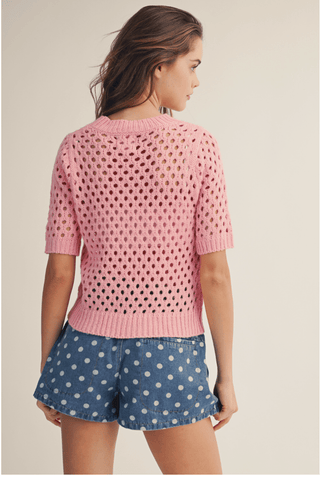 Washed Denim Polka Dot Shorts - The Edit LLC