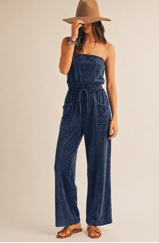 Washed Luxe Strapless Jumpsuit - The Edit LLC