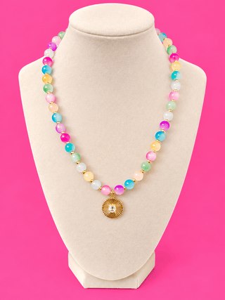 Watercolor Rainbow Glass Beads Necklace - The Edit LLC