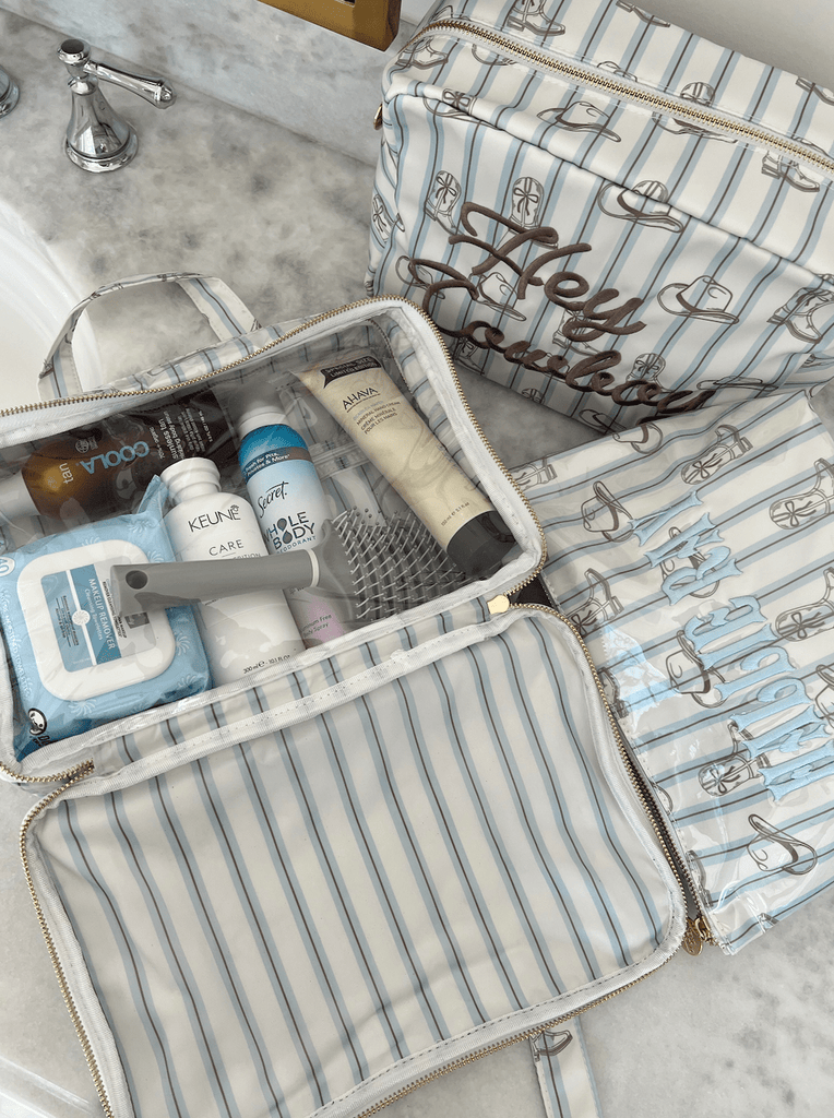 Western Blues Striped - Clear Coat Toiletry Case - The Edit LLC