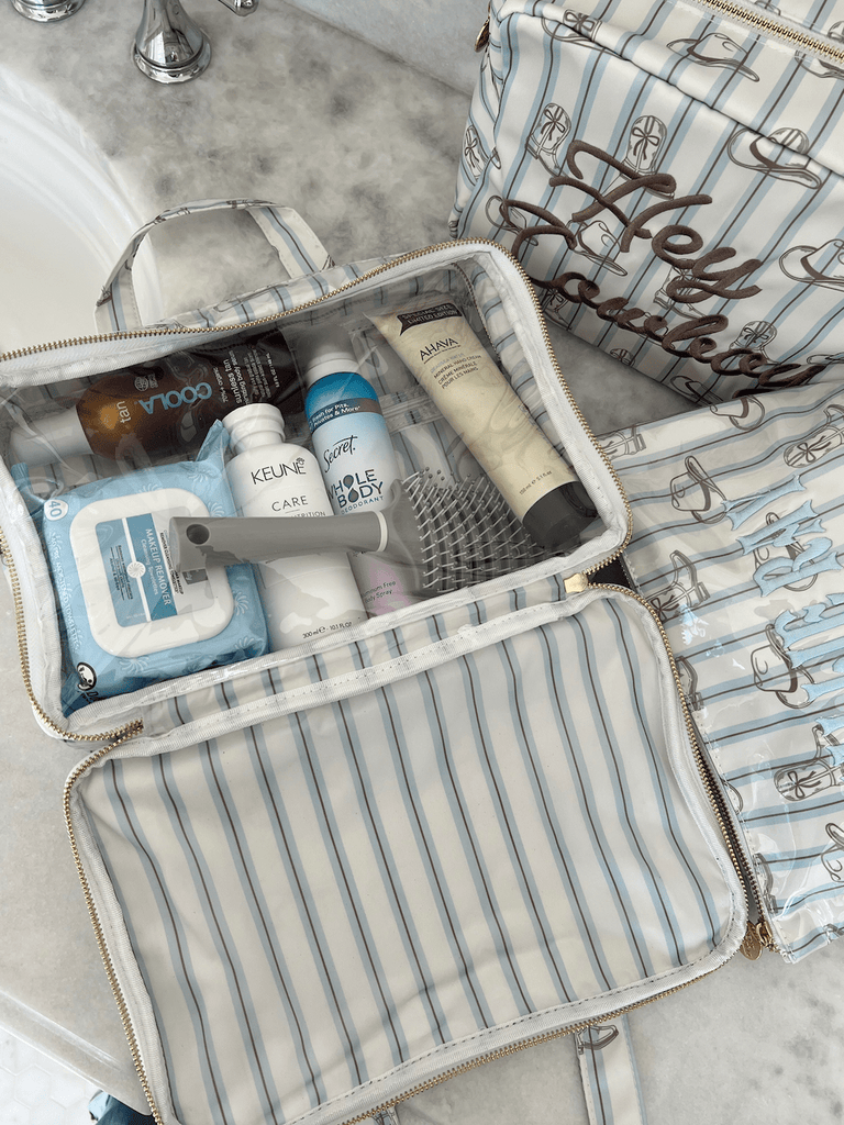 Western Blues Striped - Clear Coat Toiletry Case - The Edit LLC