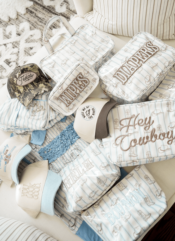 Western Blues Striped - Clear Coat Toiletry Case - The Edit LLC