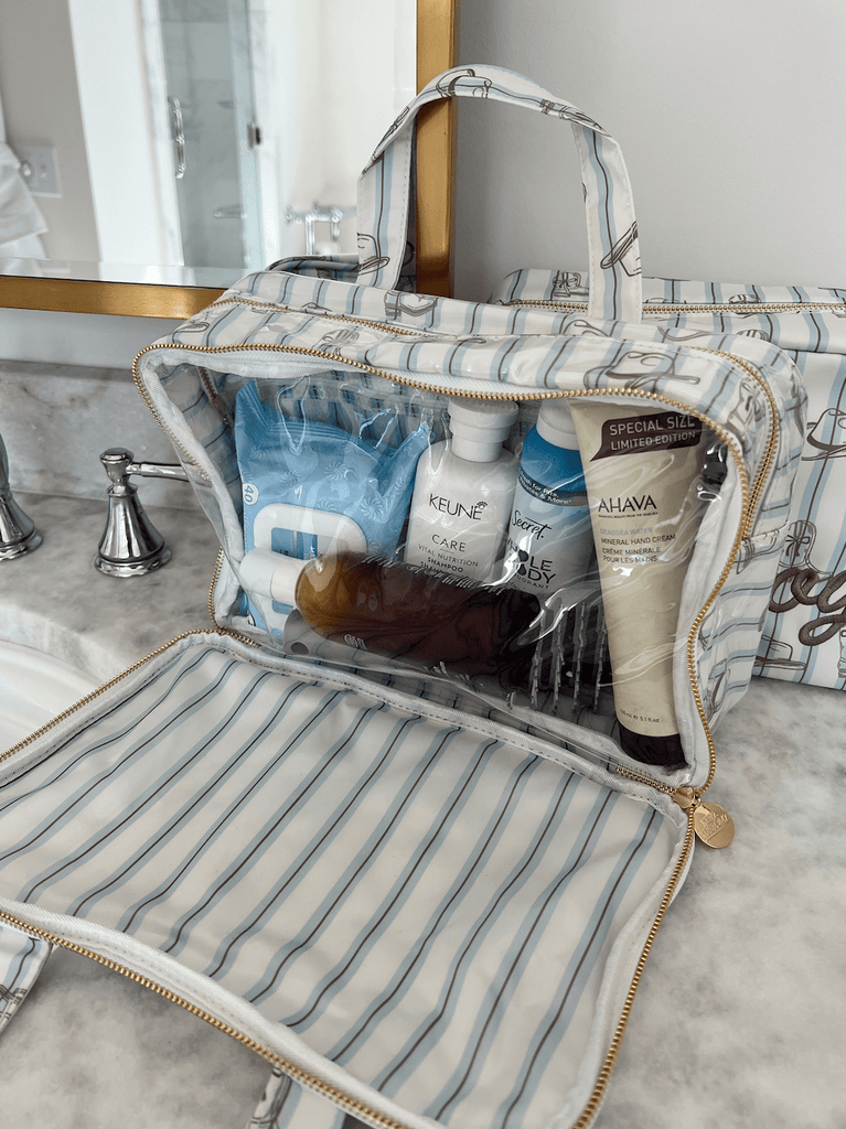 Western Blues Striped - Clear Coat Toiletry Case - The Edit LLC
