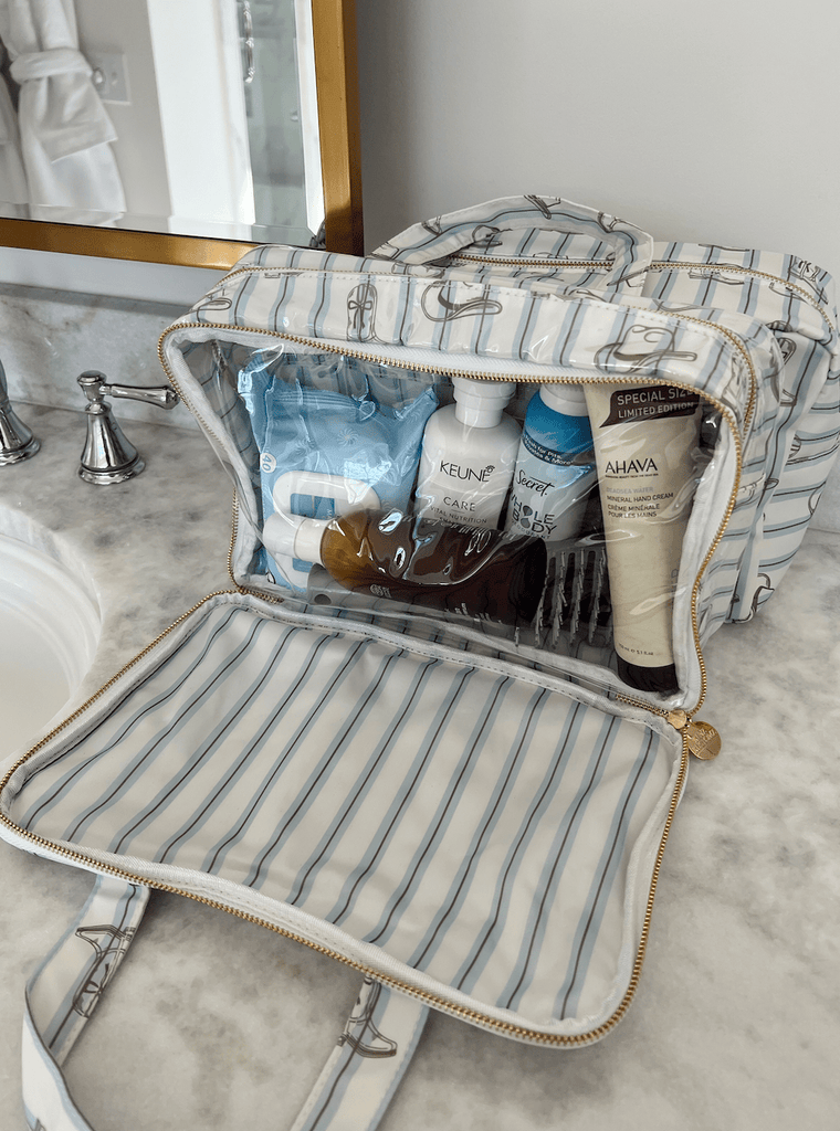 Western Blues Striped - Clear Coat Toiletry Case - The Edit LLC