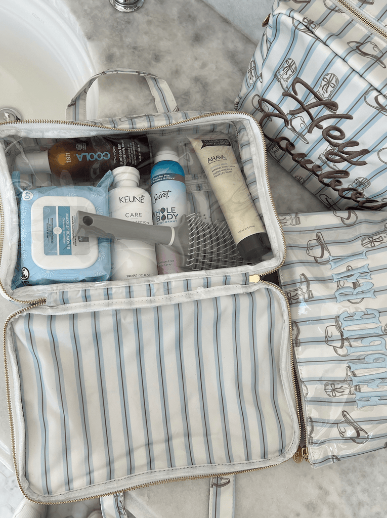 Western Blues Striped - Clear Coat Toiletry Case - The Edit LLC