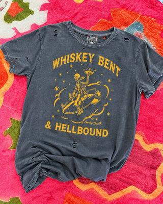 Whiskey Bent & Hellbound Distressed Tee - The Edit LLC