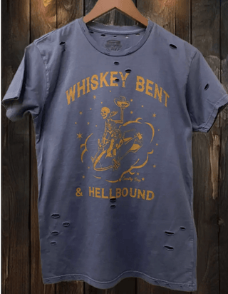 Whiskey Bent & Hellbound Distressed Tee - The Edit LLC