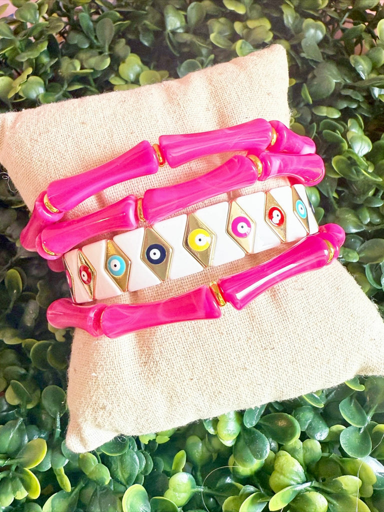White and Gold Tile Bracelet - The Edit LLC