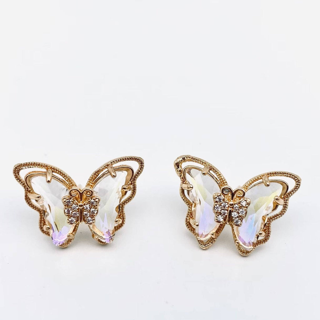 White Gradient Butterfly Stud Earrings - The Edit LLC
