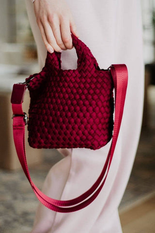 Wine Woven Mini Bucket Bag: Wine - The Edit LLC
