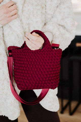Wine Woven Mini Bucket Bag: Wine - The Edit LLC