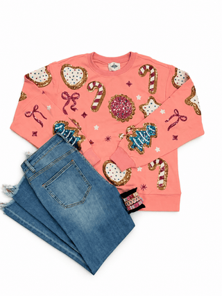 Women's Christmas Cookie Sequin Sweatshirt - The Edit LLC