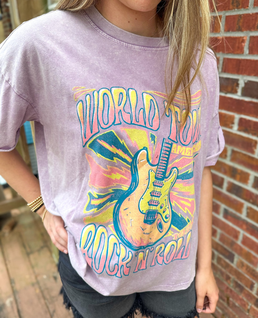 World Tour Rock N Roll 1978 Graphic S/S Mineral Washed Tee - The Edit LLC