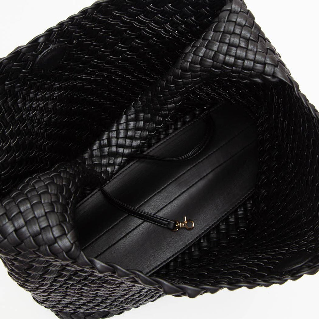 Woven Braided Shoulder Bag With Wristlet Pouch: GOLD / ONESIZE - The Edit LLC