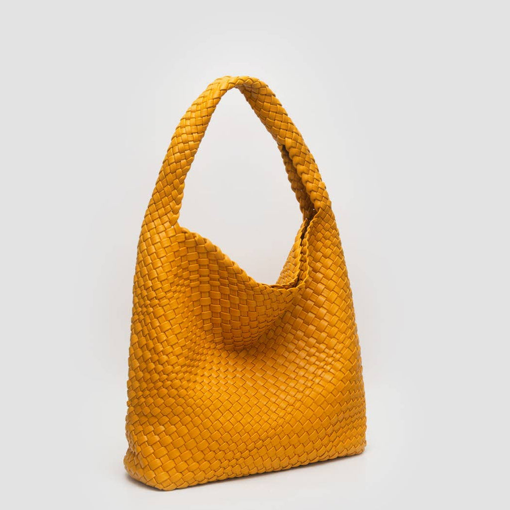 Woven Braided Shoulder Bag With Wristlet Pouch: GOLD / ONESIZE - The Edit LLC