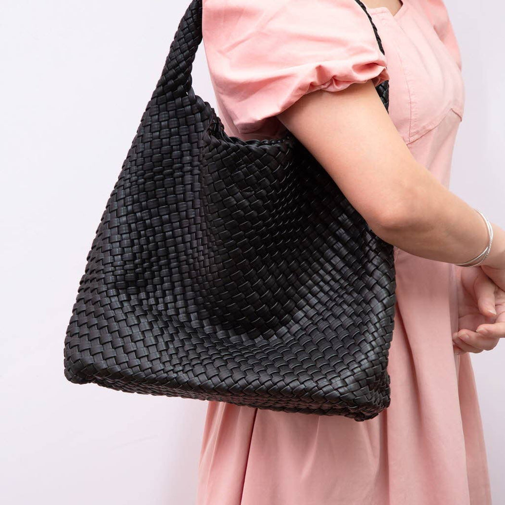 Woven Braided Shoulder Bag With Wristlet Pouch: GOLD / ONESIZE - The Edit LLC